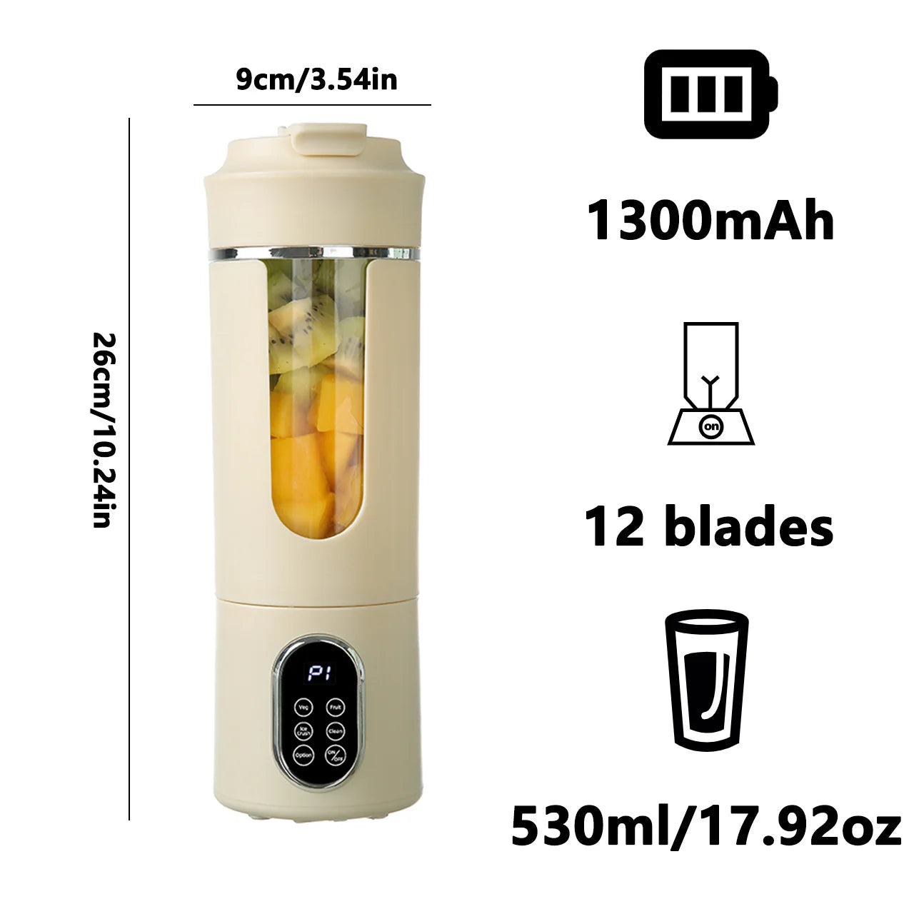 Smoothio 530 Wireless 12-Blade Portable Blender